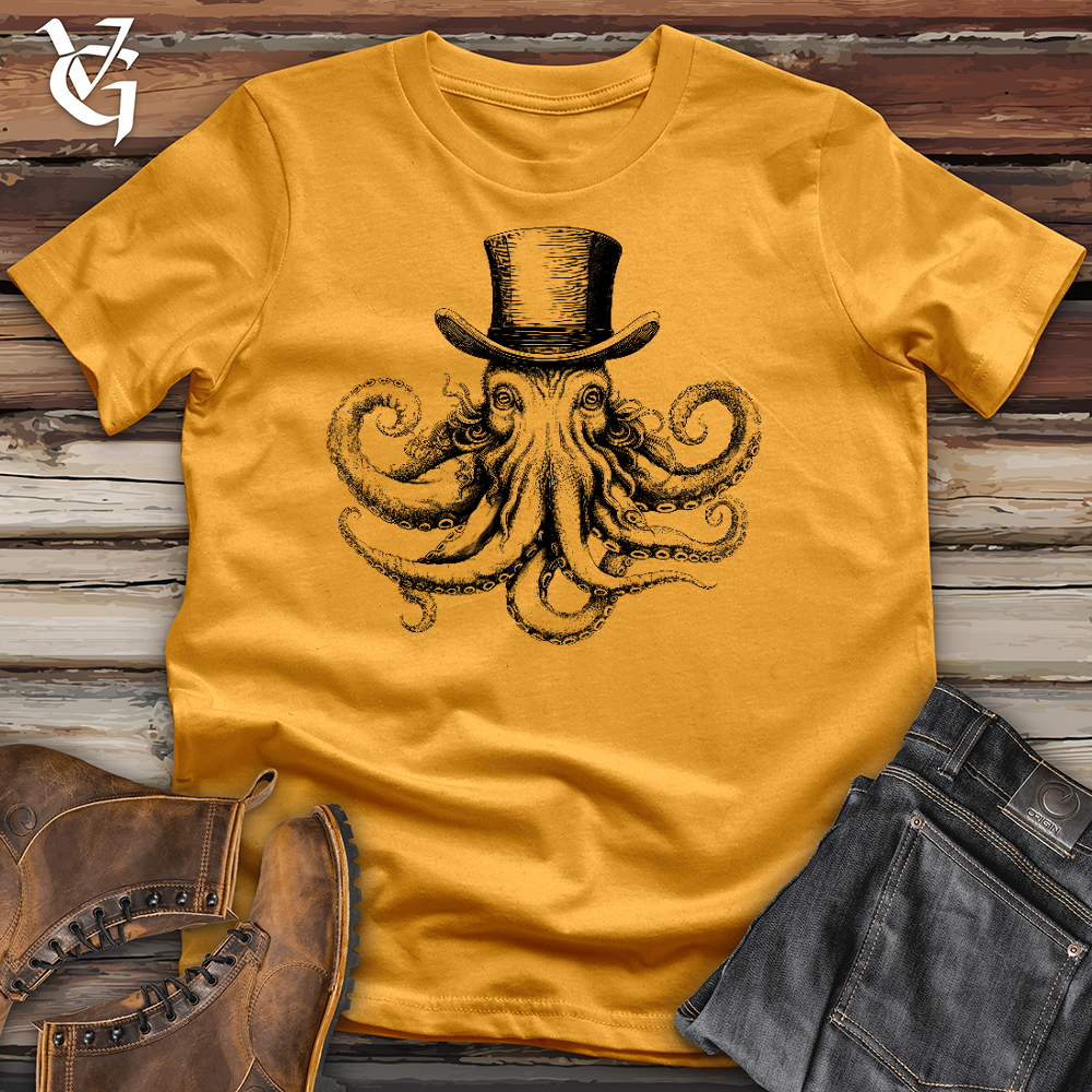 Viking Goods Top Hat Octopus Cotton Tee Mustard / L