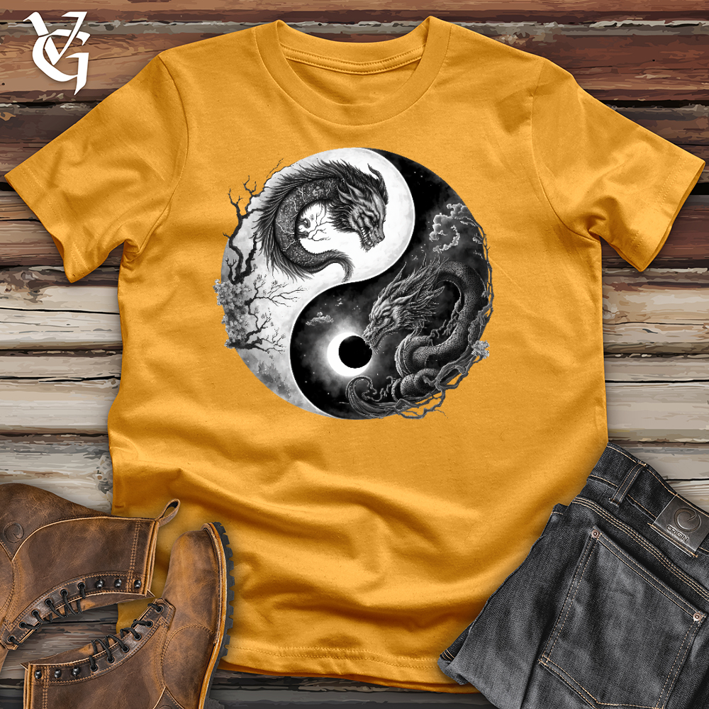 Viking Goods Yin Yang Dragons Cotton Tee Mustard / L
