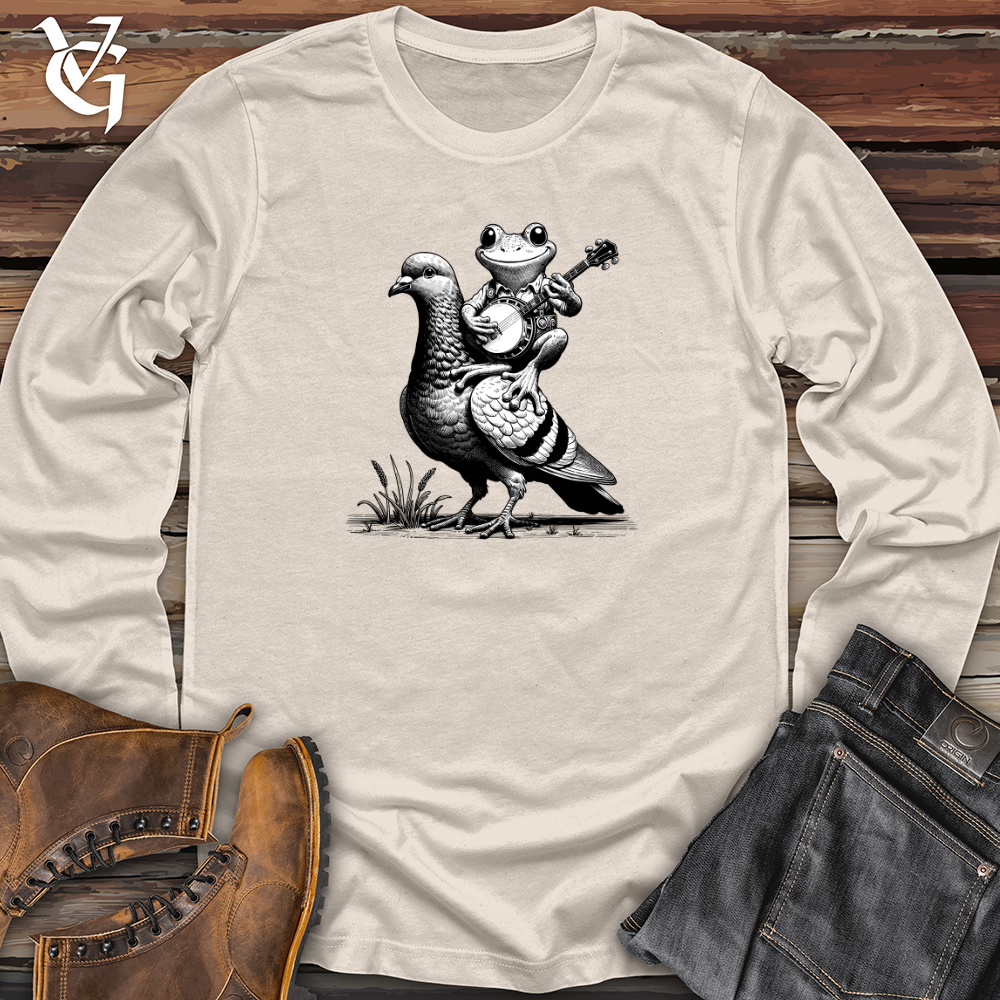 Viking Goods Banjo Frog On a Pigeon Long Sleeve Natural / L