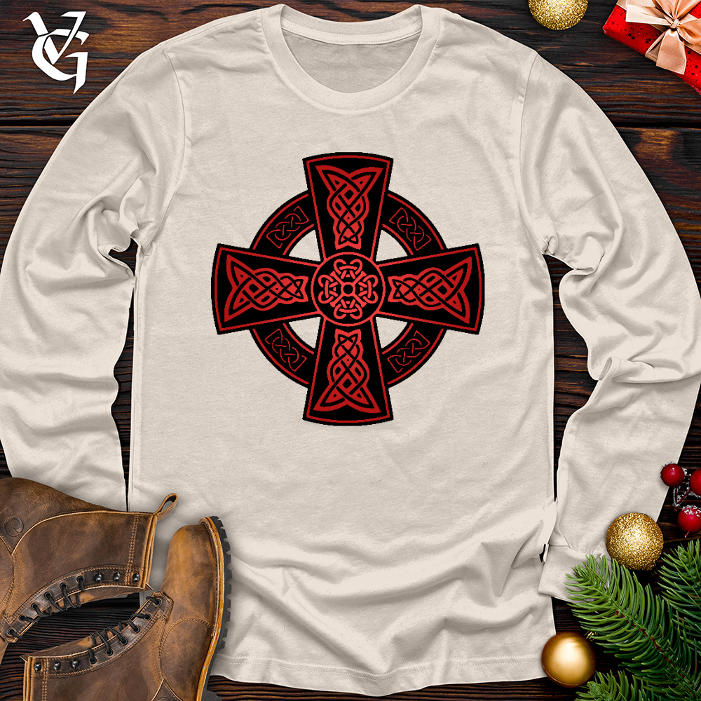 Viking Goods Celtic Christmas Cross Long Sleeve Natural / L