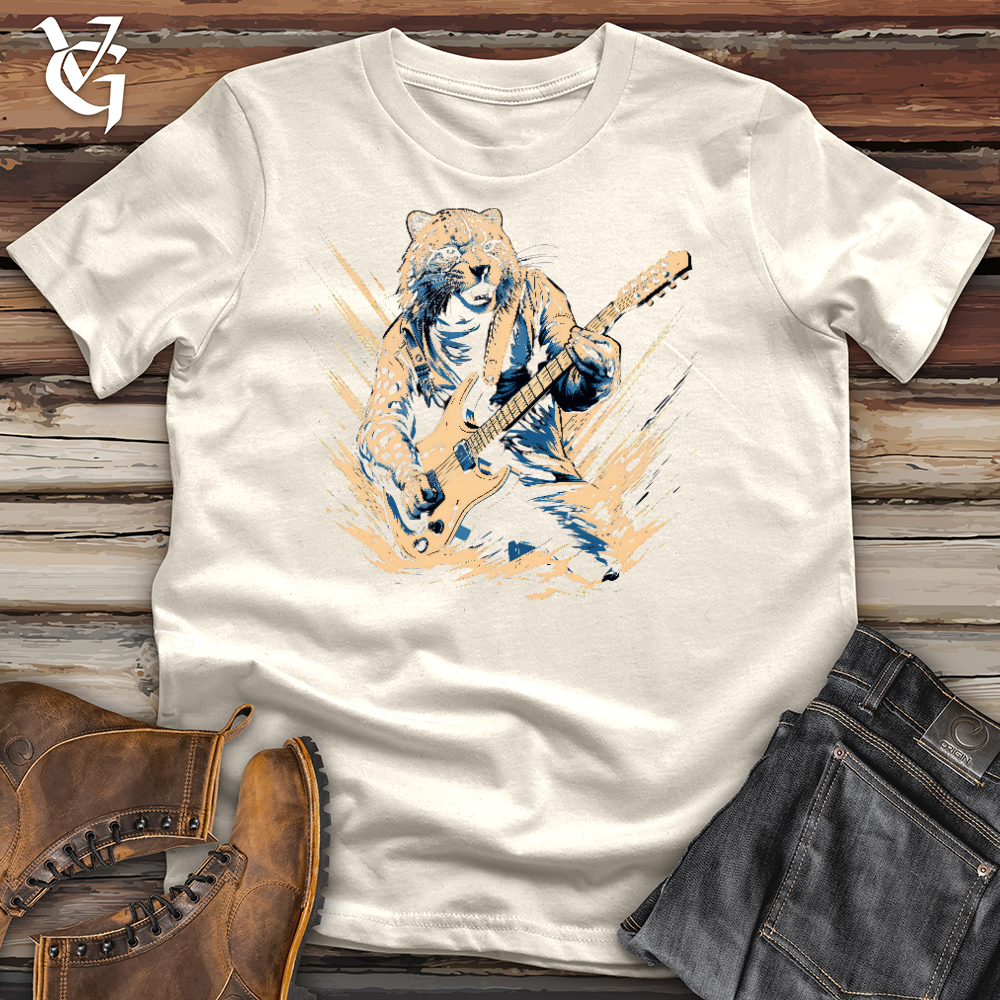Viking Goods Cheetah Electric Guitarist Cotton Tee Natural / L