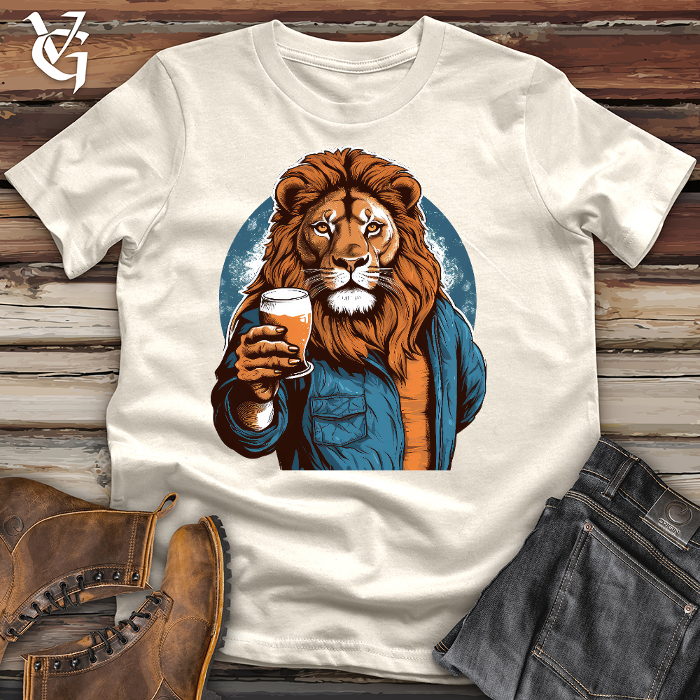 Viking Goods Happy Hour Lion Cotton Tee Natural / L