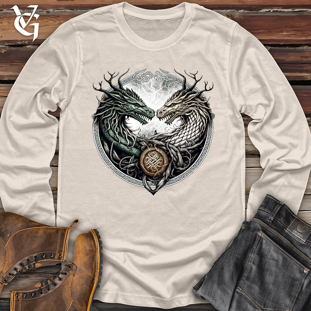 Viking Goods Horned Twin Dragons Long Sleeve Natural / L