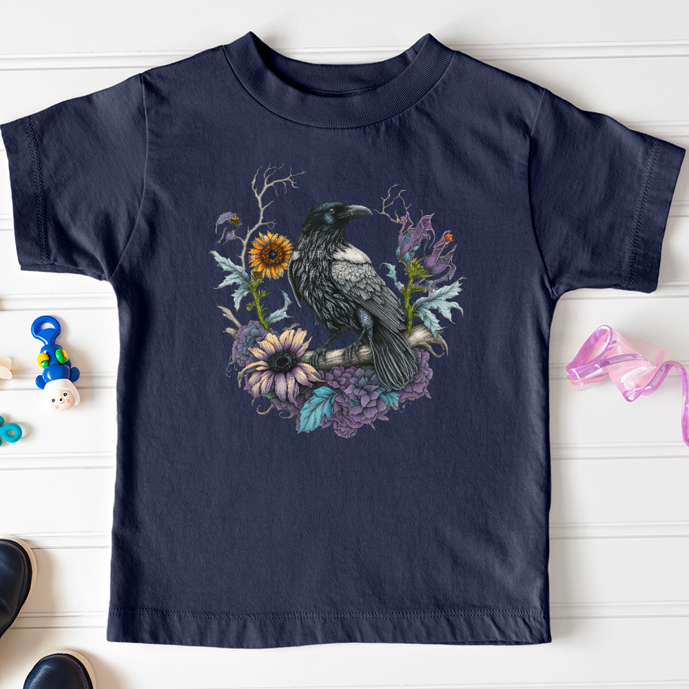 Viking Goods Flower Wreath Raven Toddler Tee Navy / 2T