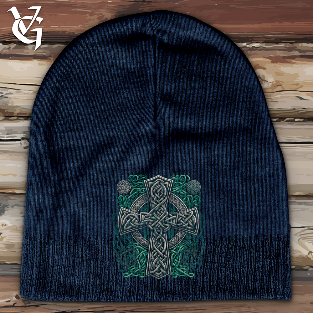 Viking Goods Celtic Crosses Cotton Beanie Navy