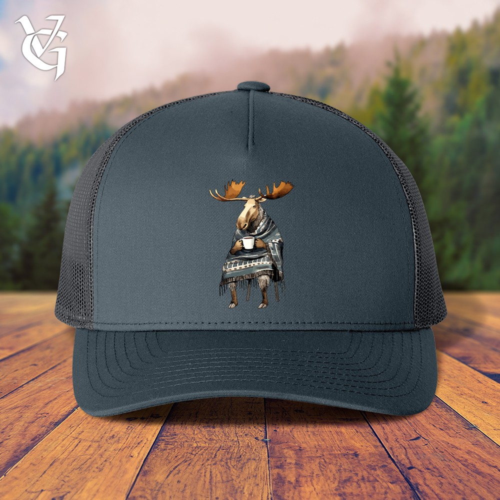 Viking Goods Coffee Drinking Moose Trucker Cap Navy