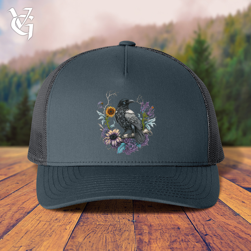 Viking Goods Flower Wreath Raven Trucker Cap Navy