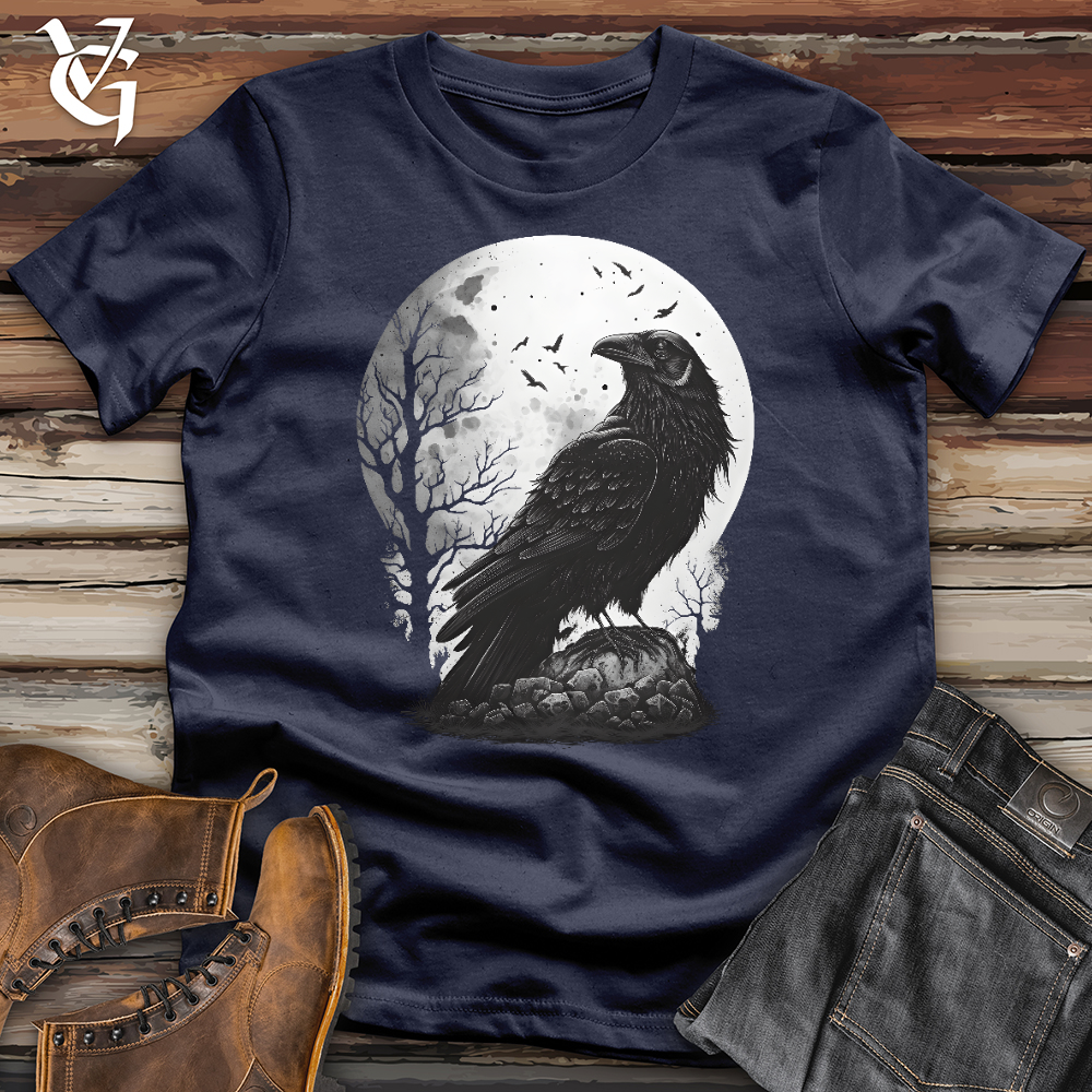 Viking Goods A Raven Over Stone Softstyle Tee Navy / L