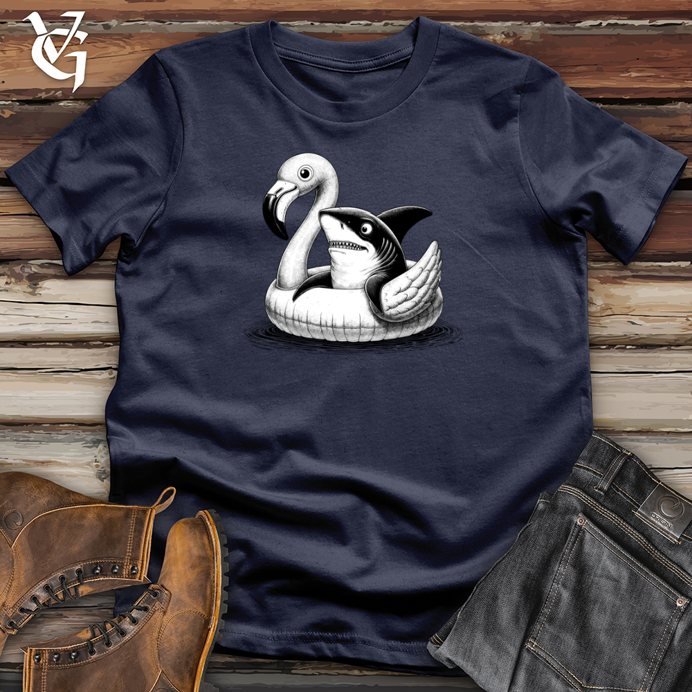 Viking Goods A Shark laying on top of a Flamingo Softstyle Tee Navy / L