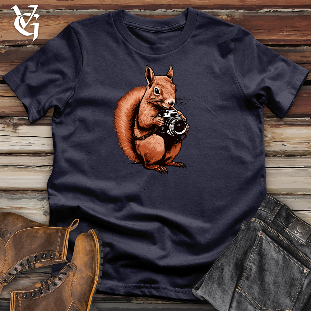 Viking Goods A Squirrel Holding Camera Cotton Tee Navy / L