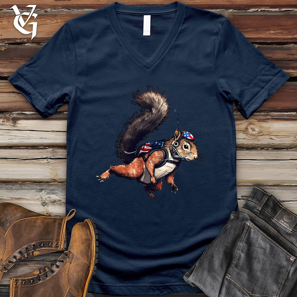 Viking Goods American Skydiving Squirrel V-Neck Tee Navy / L