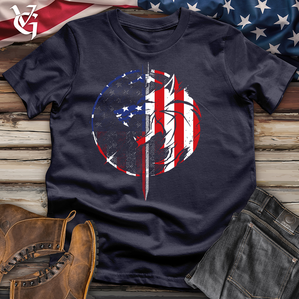 Viking Goods American Sword and Wolf Cotton Tee Navy / L