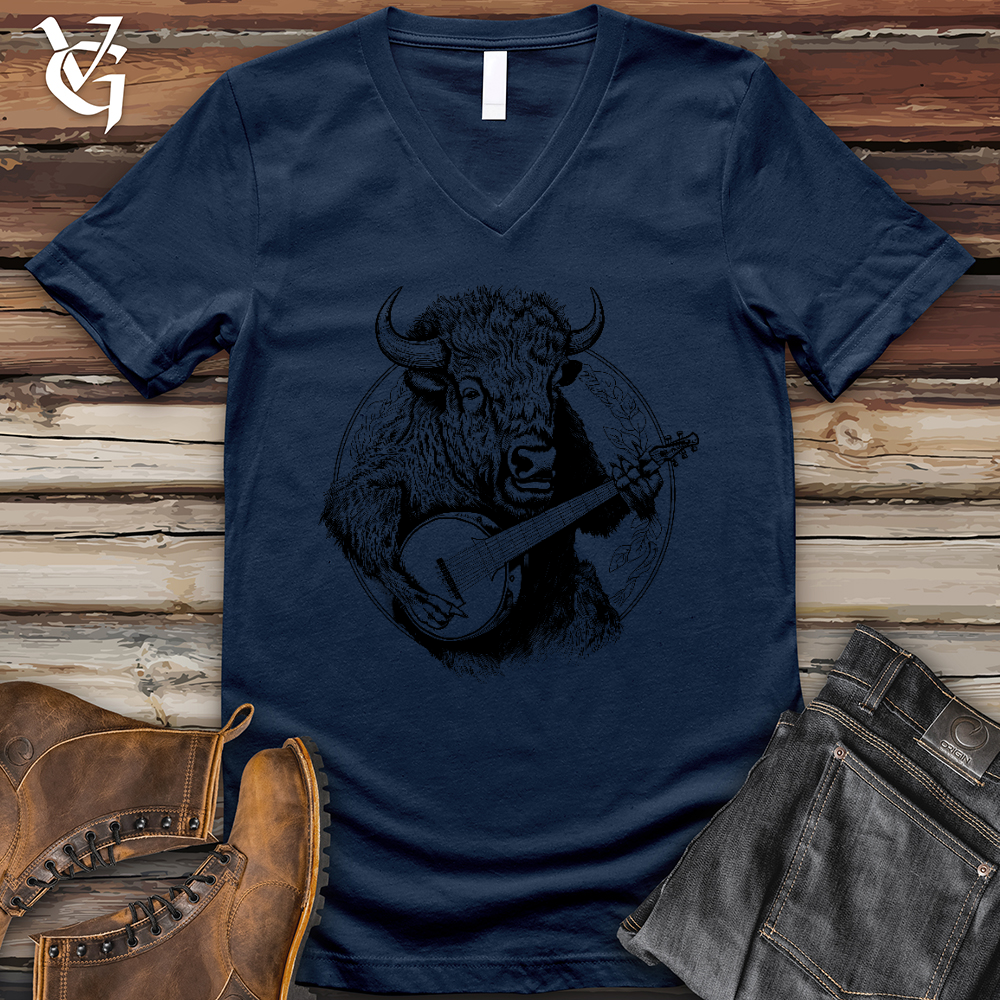 Viking Goods Banjo Bison V-Neck Tee Navy / L