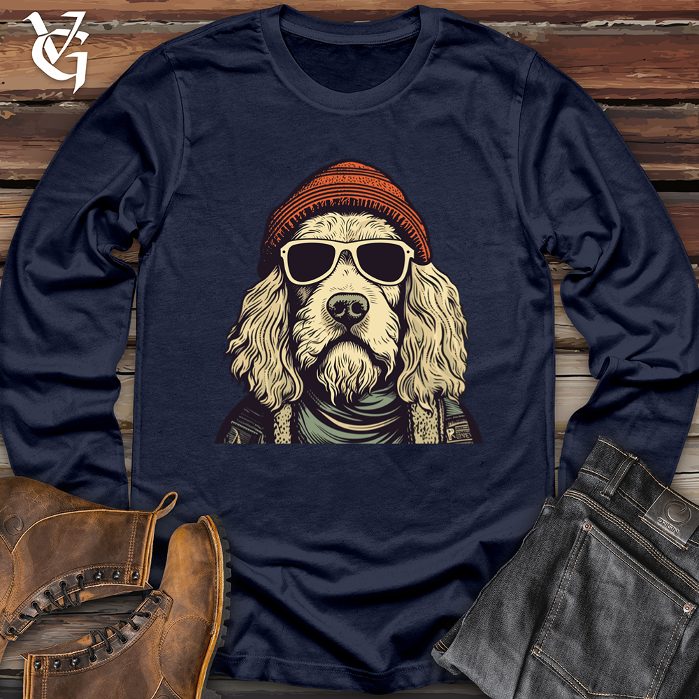 Viking Goods Beanie Rocking Doodle Dog Softstyle Long Sleeve Navy / L