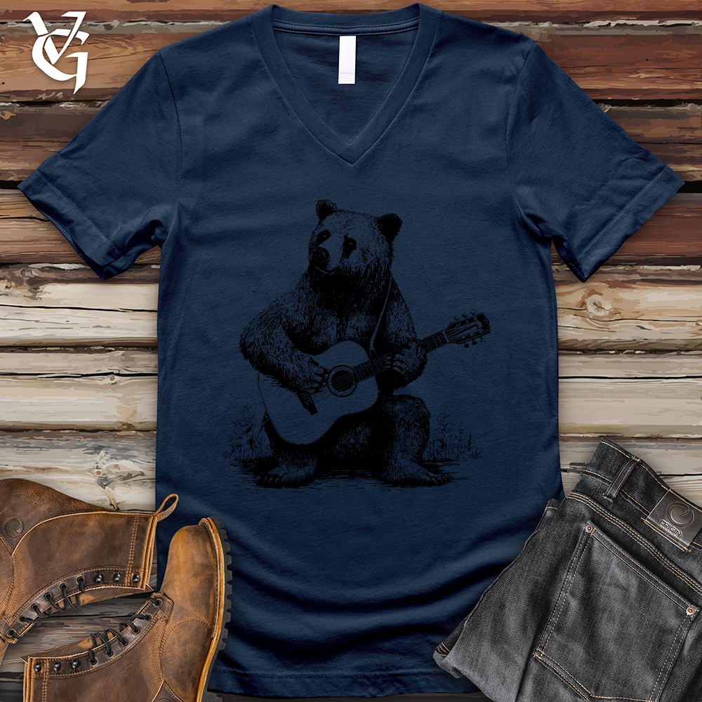 Viking Goods Bear Guitarist V-Neck Tee Navy / L