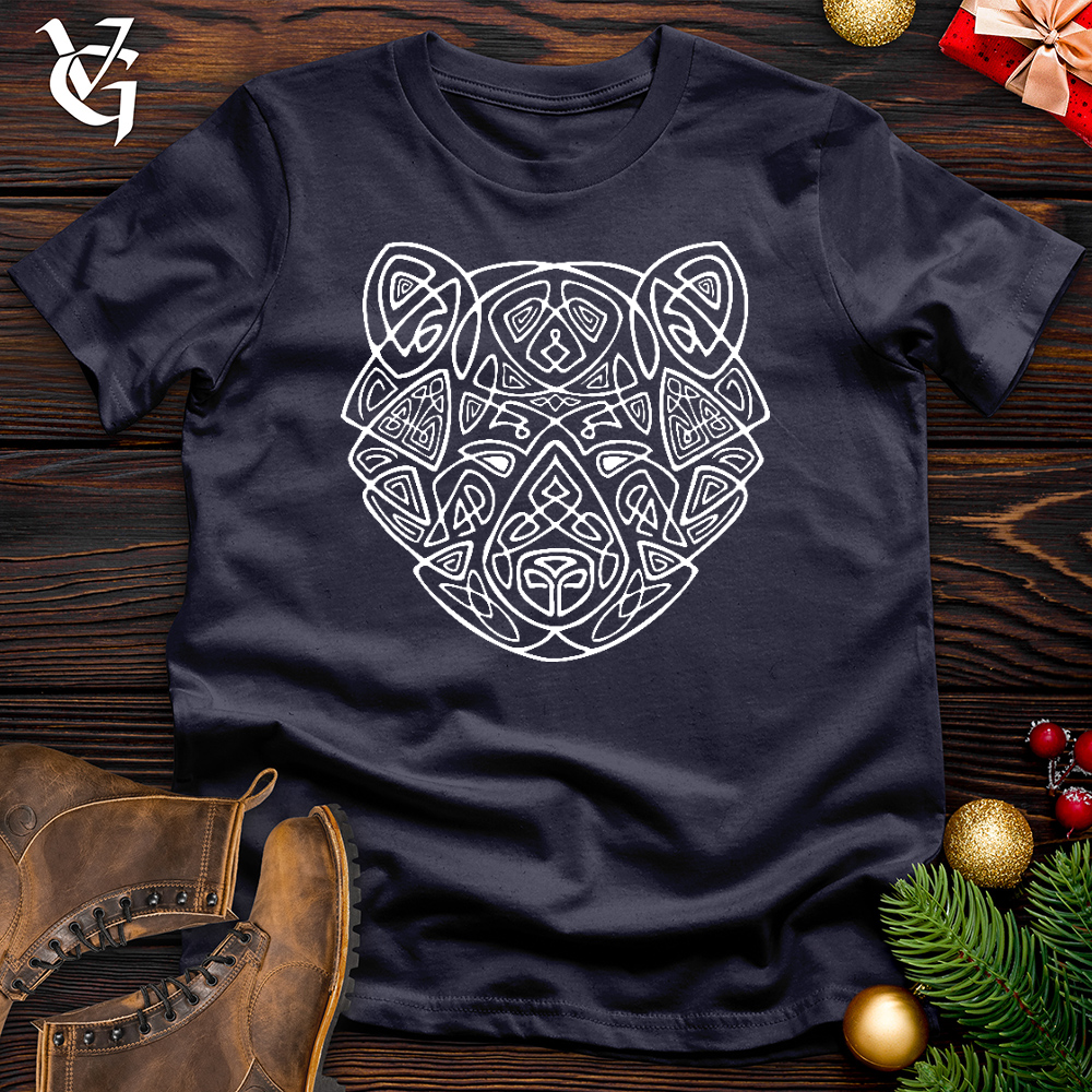 Viking Goods Bear Head Celtic Style Cotton Tee Navy / L
