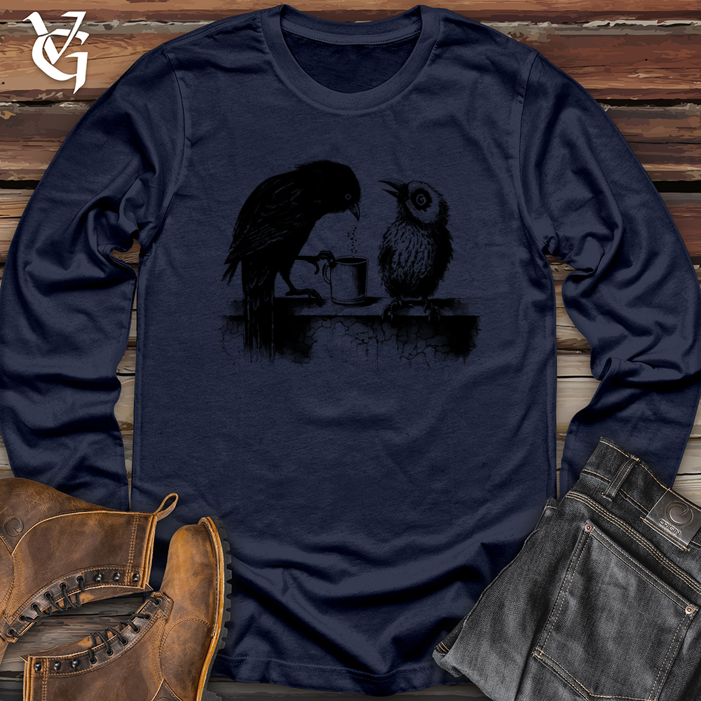 Viking Goods Birds Coffee Break Softstyle Long Sleeve Navy / L