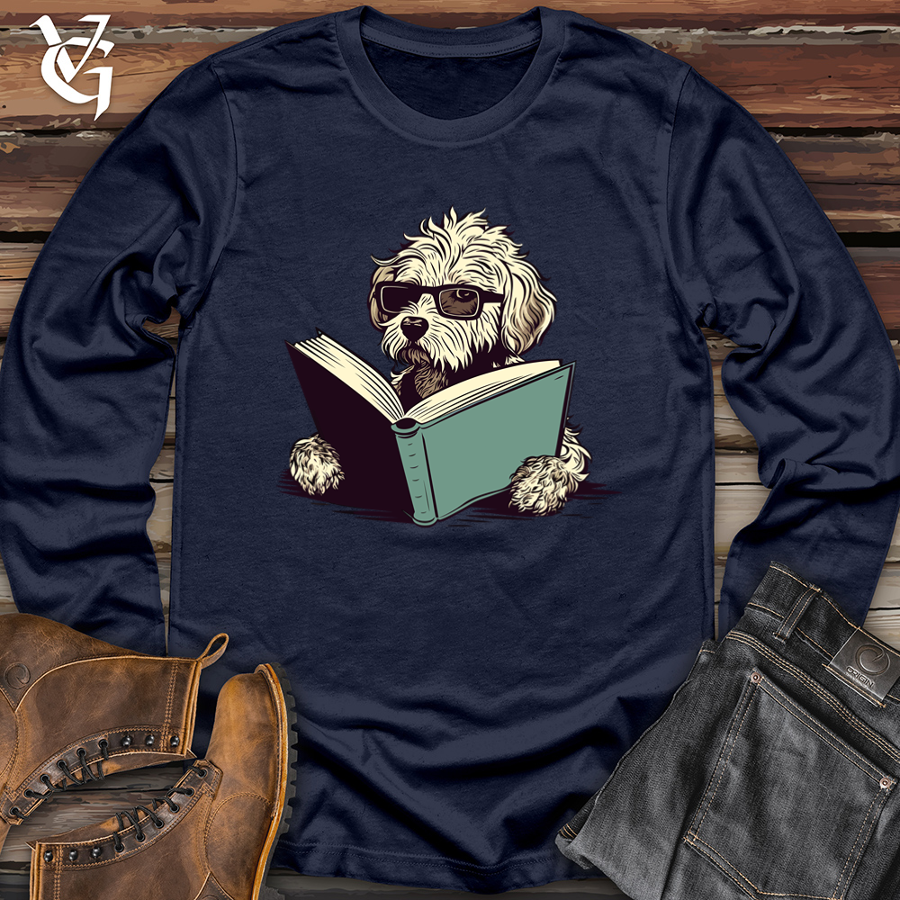 Viking Goods Book Lover Doodle Pooch Softstyle Long Sleeve Navy / L