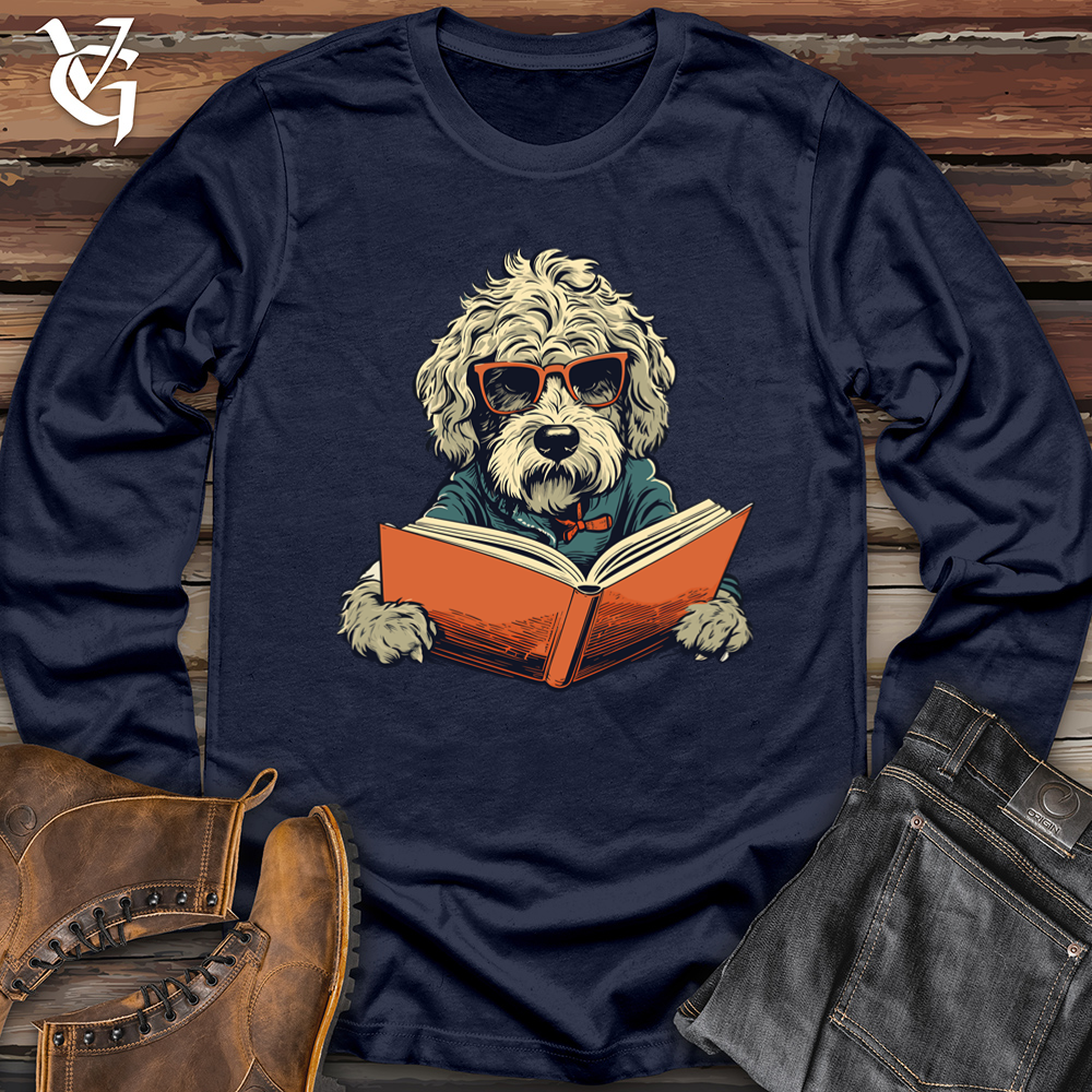 Viking Goods Bookworm Doodle Dog Read Softstyle Long Sleeve Navy / L