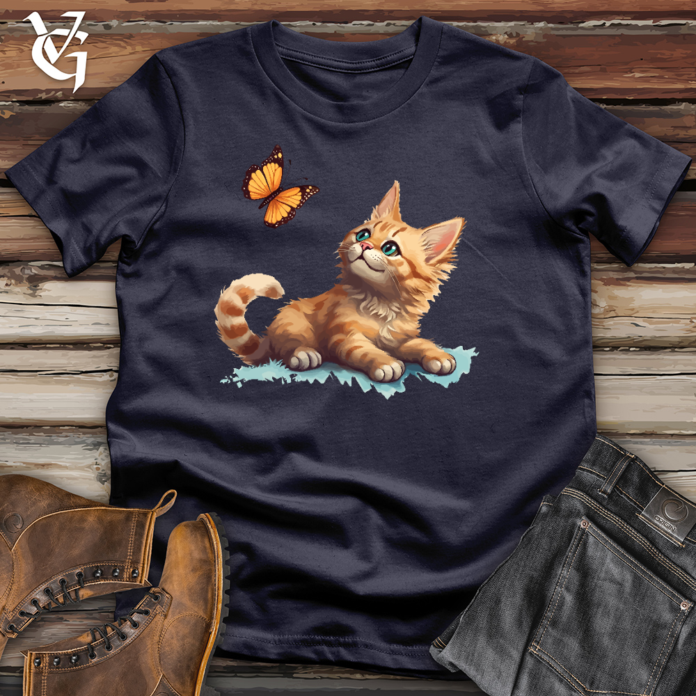 Viking Goods Cat and Butterfly Cotton Tee Navy / L