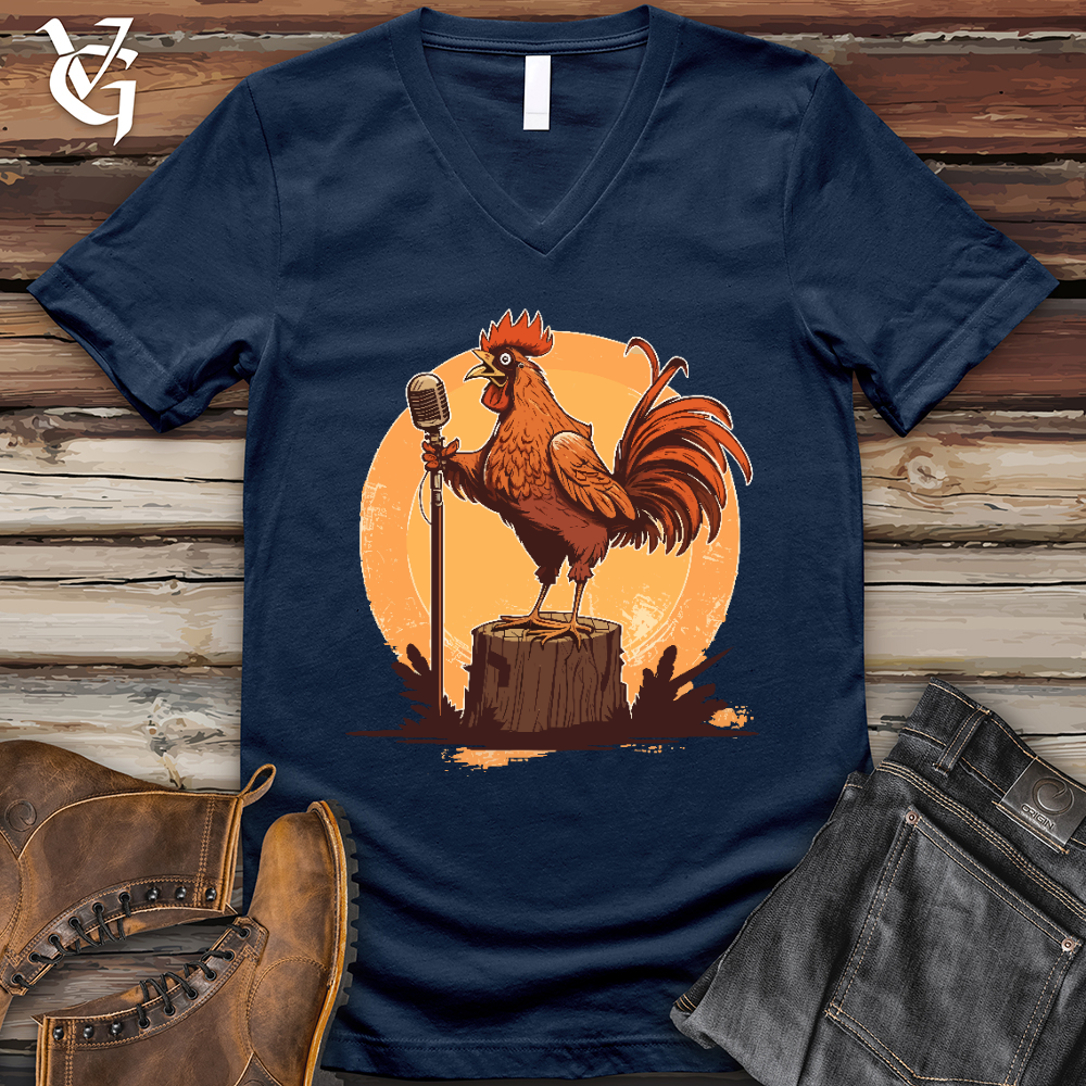 Viking Goods Chicken Rockstar V-Neck Tee Navy / L