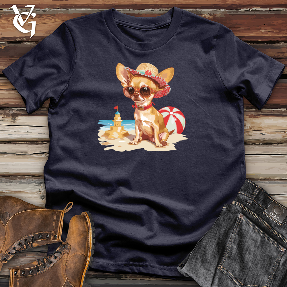Viking Goods Chihuahua Beachfront Chic Cotton Tee Navy / L