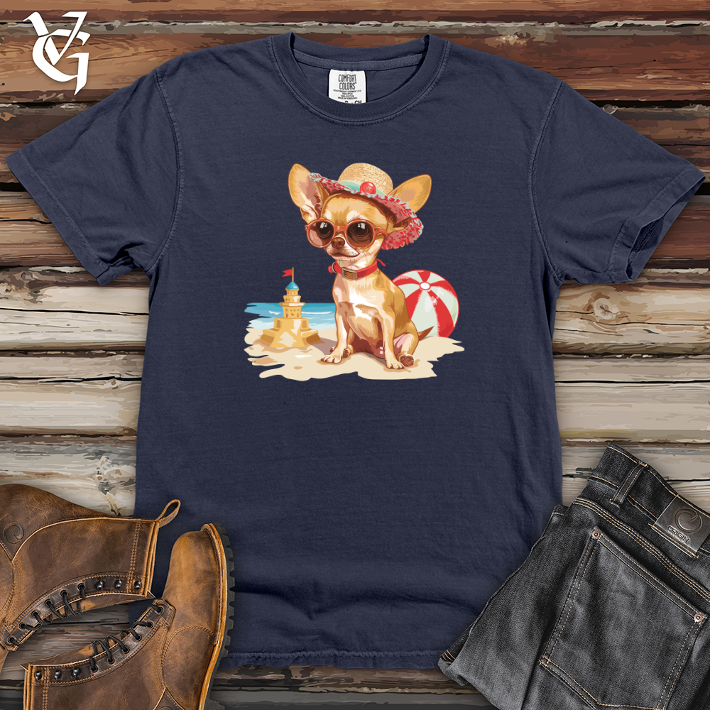 Viking Goods Chihuahua Beachfront Chic Heavy Cotton Comfort Colors Tee Navy / L