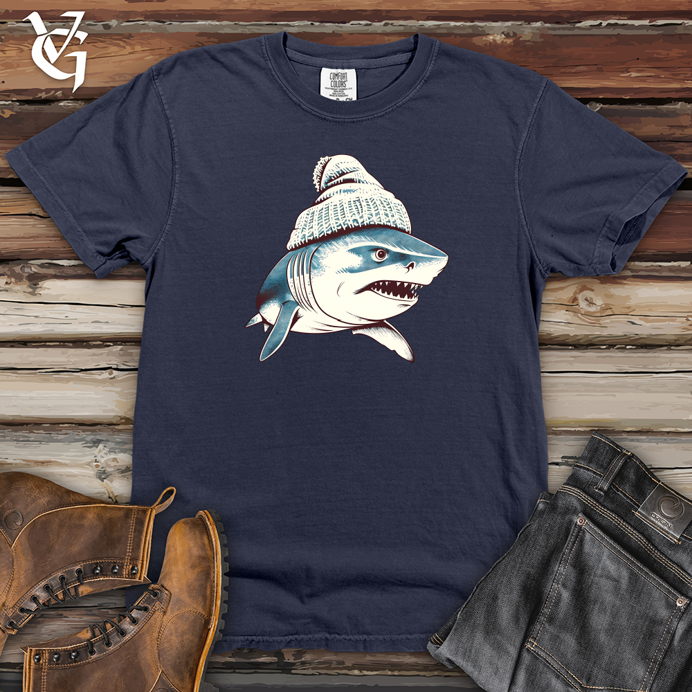 Viking Goods Chill Shark Fin Heavy Cotton Comfort Colors Tee Navy / L