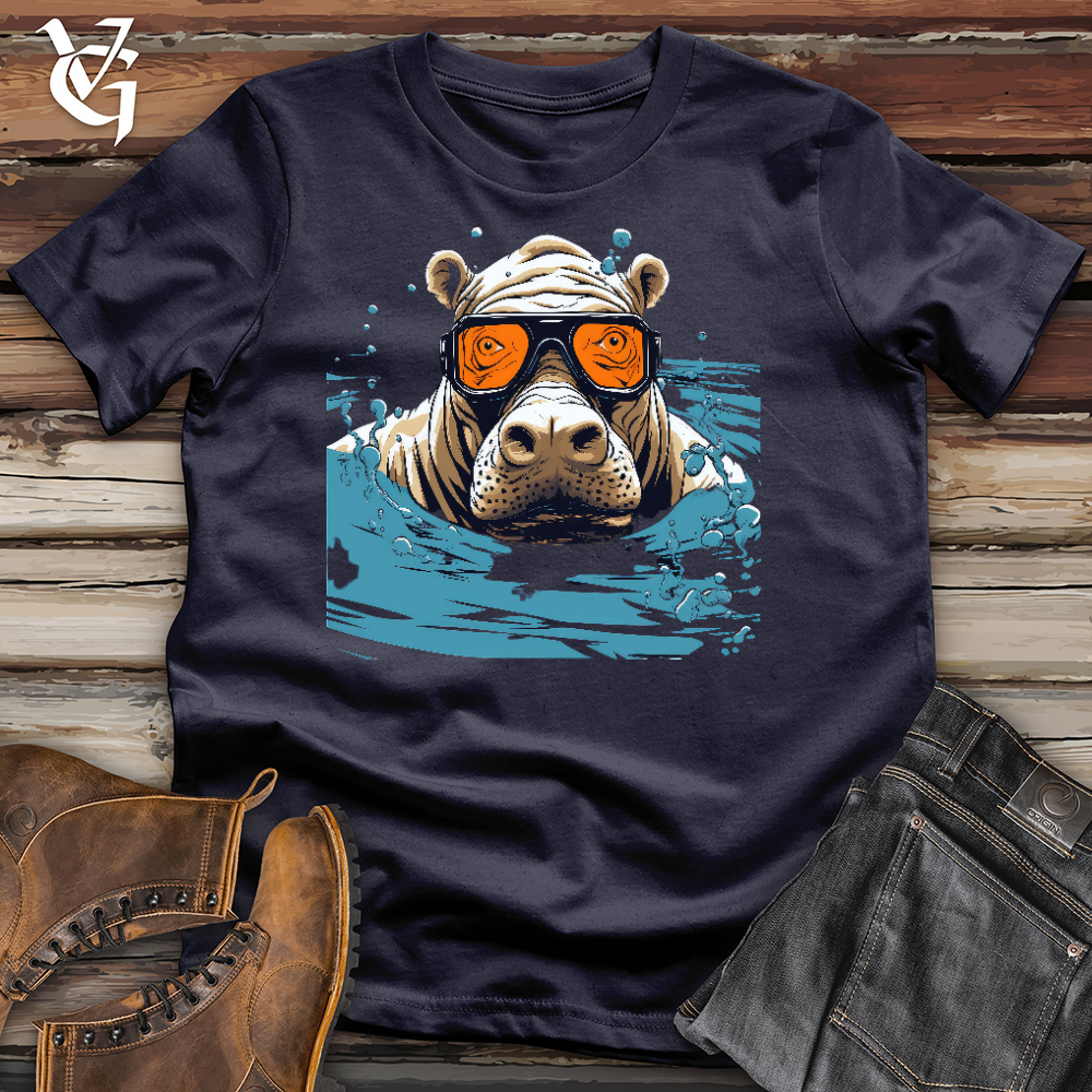 Viking Goods Chillin Hippo Cotton Tee Navy / L