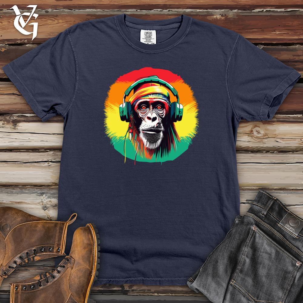 Viking Goods Chimpanzee Music Headphones Heavy Cotton Comfort Colors Tee Navy / L