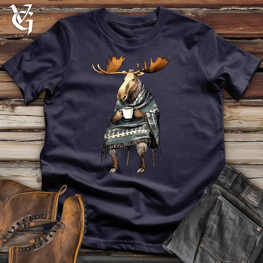 Viking Goods Coffee Drinking Moose Cotton Tee Navy / L