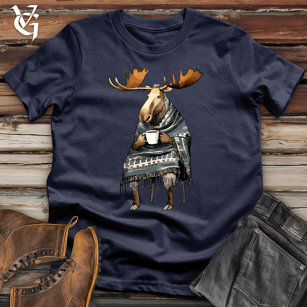 Viking Goods Coffee Drinking Moose Softstyle Tee Navy / L