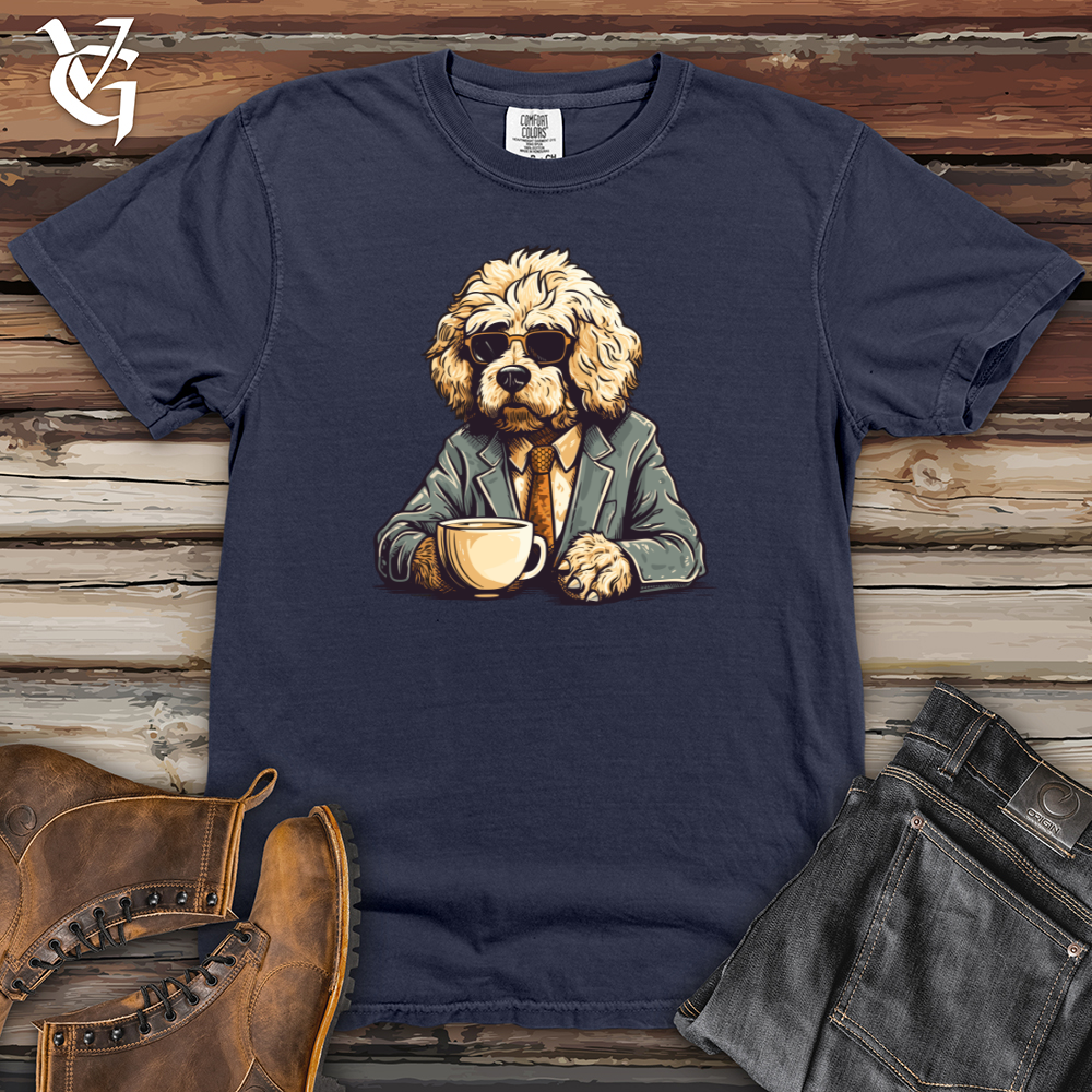 Viking Goods Coffee Enjoying Doodle Canine Heavy Cotton Comfort Colors Tee Navy / L