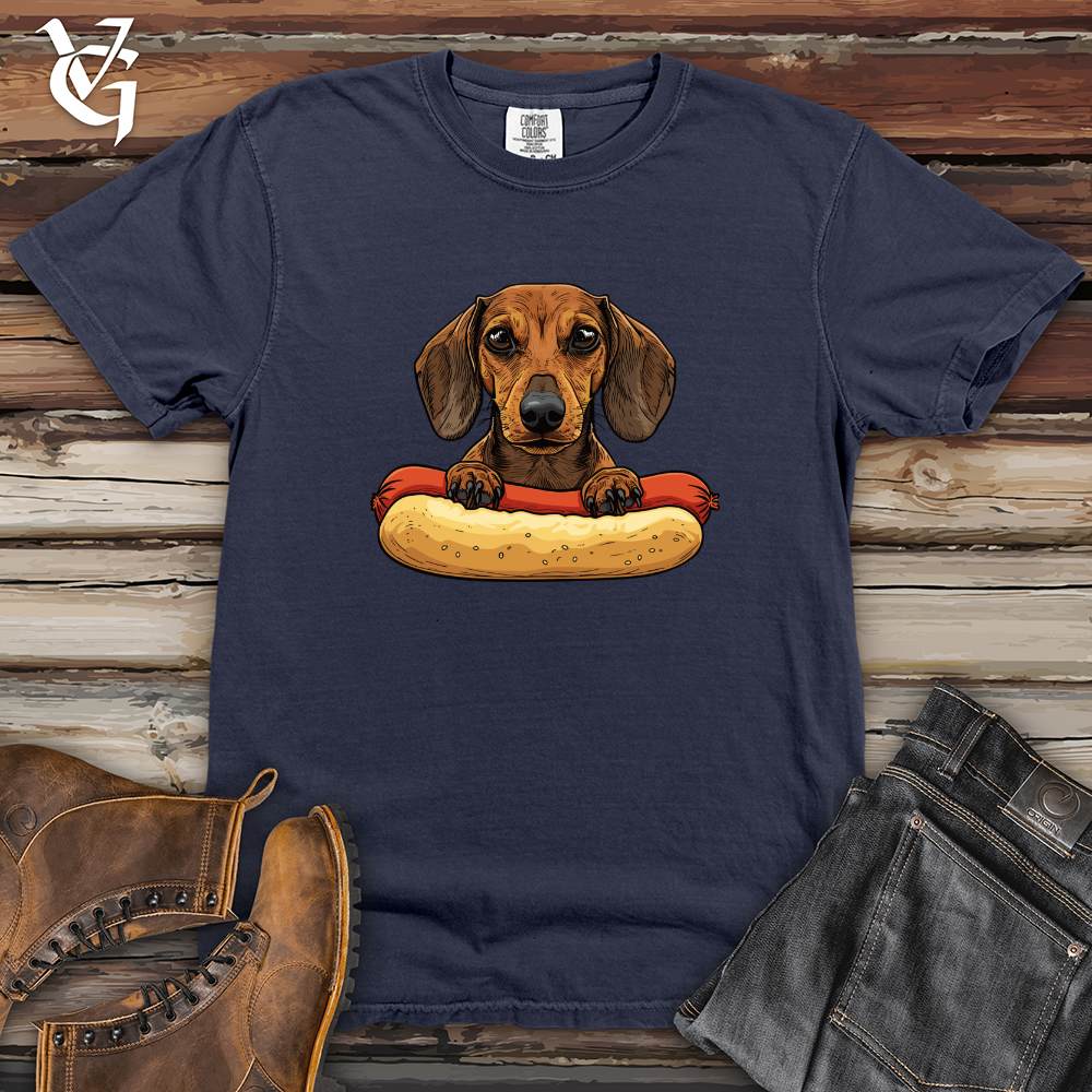 Viking Goods Dachshund Hotdog Hug Heavy Cotton Comfort Colors Tee Navy / L