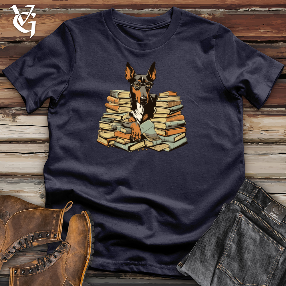Viking Goods Doberman Bookworm Delight Cotton Tee Navy / L