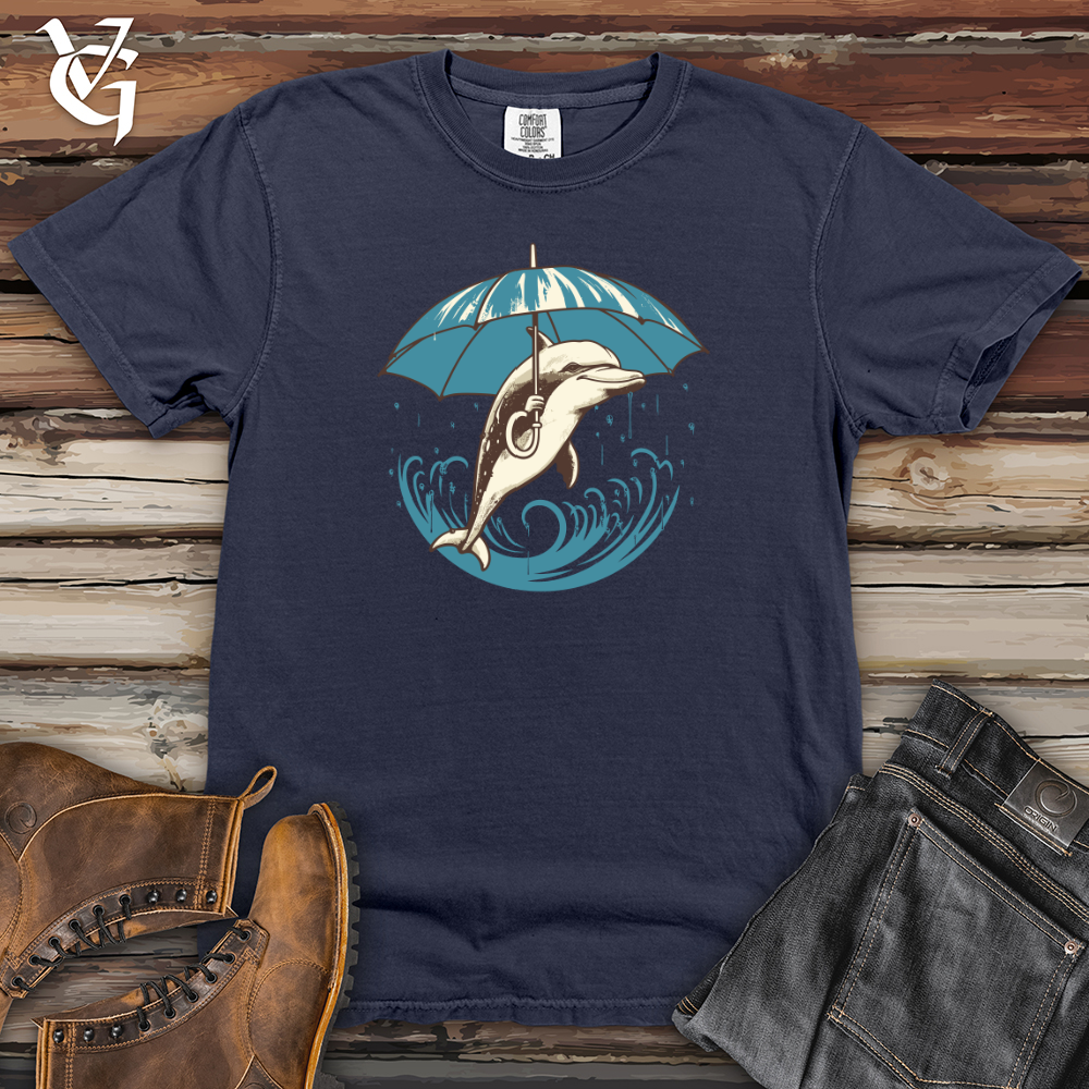 Viking Goods Dolphin Ocean Drizzle Umbrella Oasis Heavy Cotton Comfort Colors Tee Navy / L