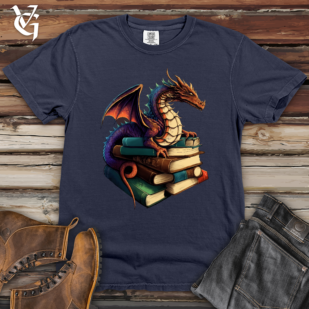Viking Goods Dragon Book Hoarder Heavy Cotton Comfort Colors Tee Navy / L