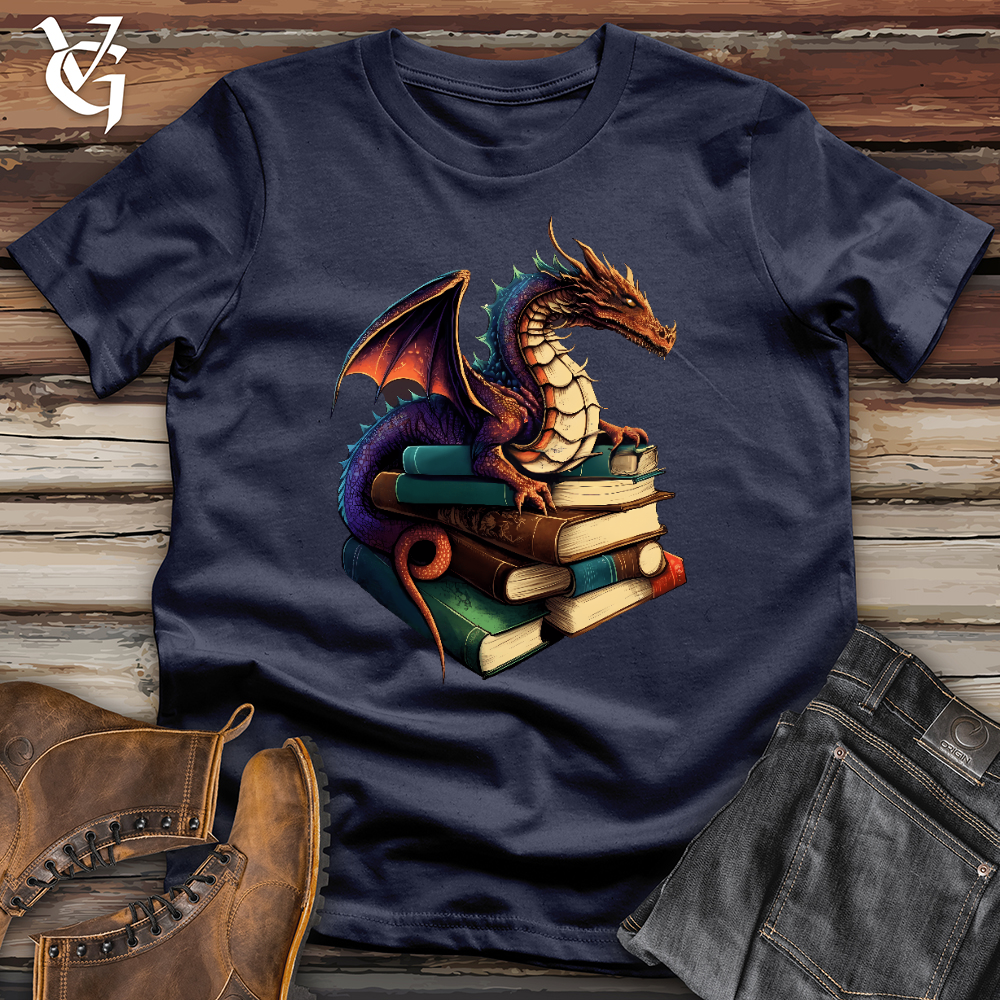 Viking Goods Dragon Book Hoarder Softstyle Tee Navy / L
