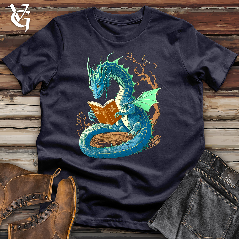Viking Goods Dragon Book Worm Cotton Tee Navy / L