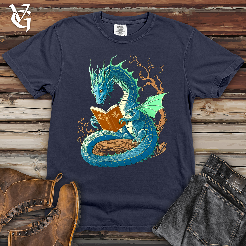 Viking Goods Dragon Book Worm Heavy Cotton Comfort Colors Tee Navy / L