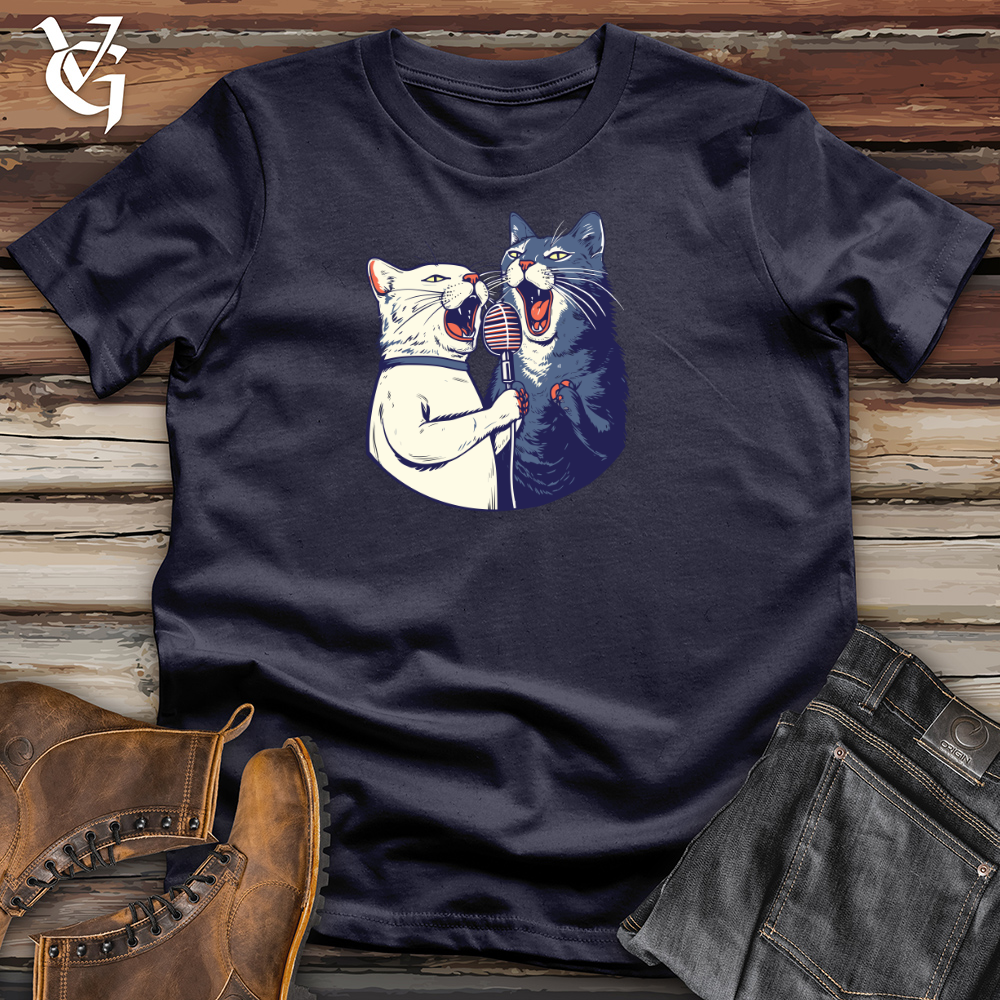 Viking Goods Feline Karaoke Serenade Cotton Tee Navy / L