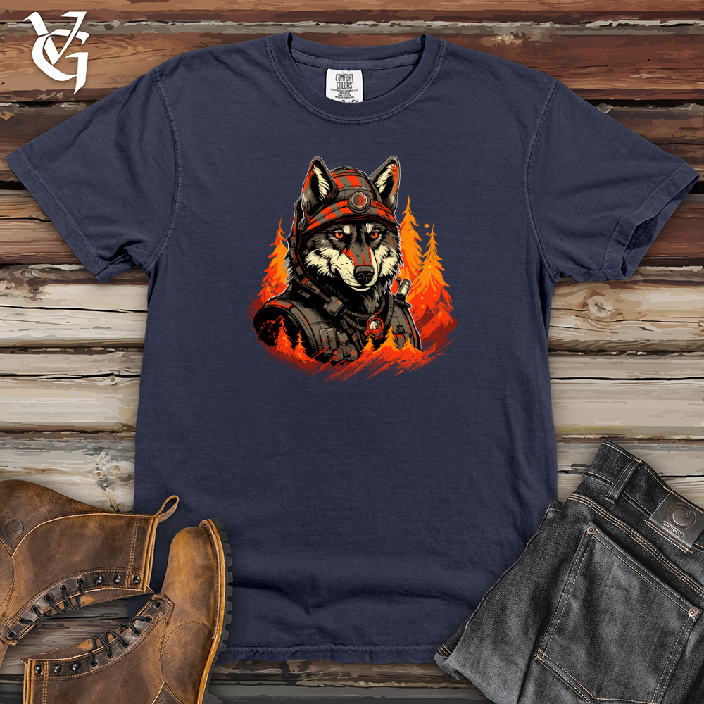 Viking Goods Firefighter Wolf Bravery Heavy Cotton Comfort Colors Tee Navy / L