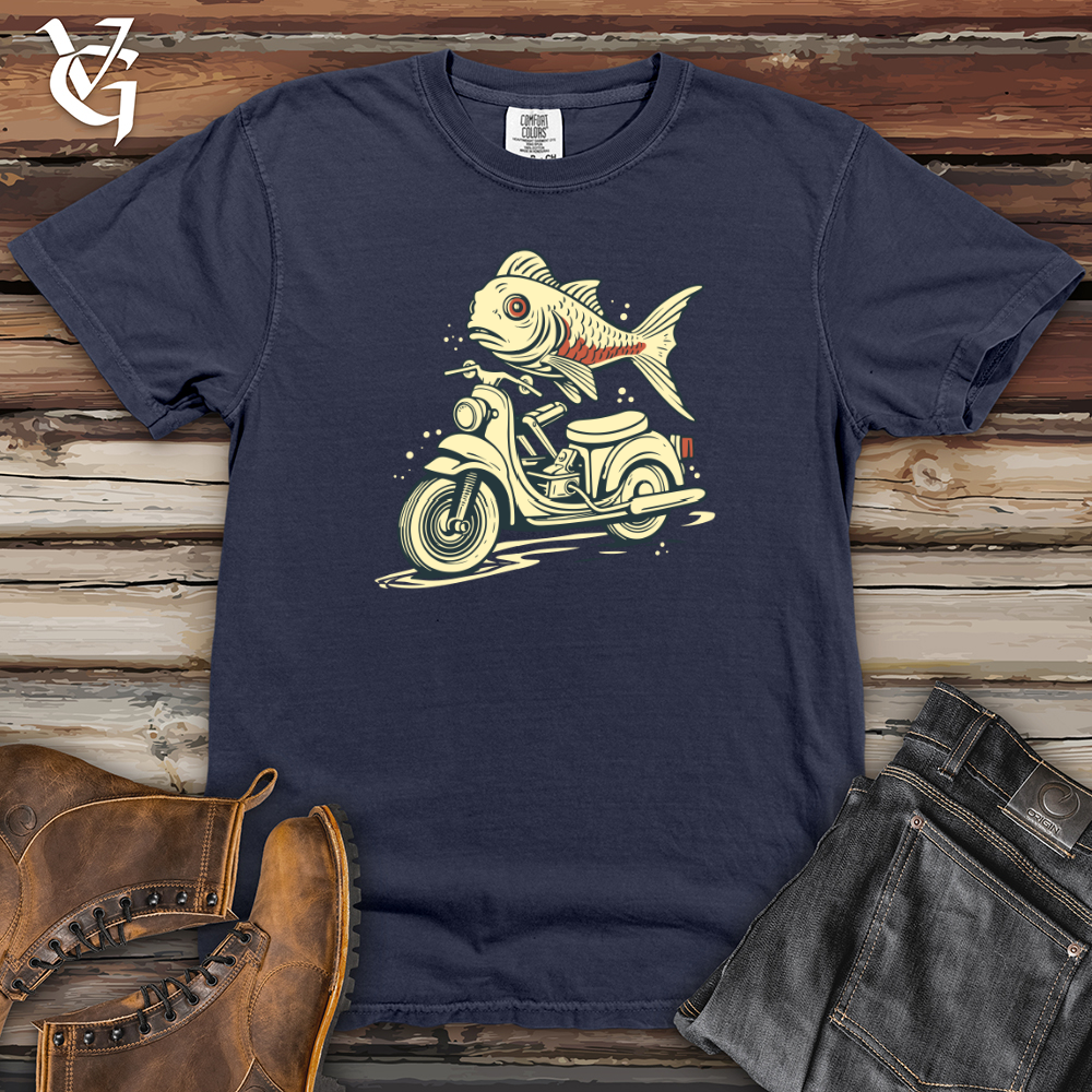 Viking Goods Fish Scooter Escape Heavy Cotton Comfort Colors Tee Navy / L