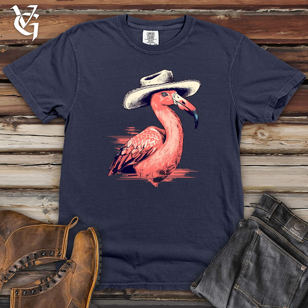 Viking Goods Flamingo Tropical Trek Cowboy Cap Heavy Cotton Comfort Colors Tee Navy / L