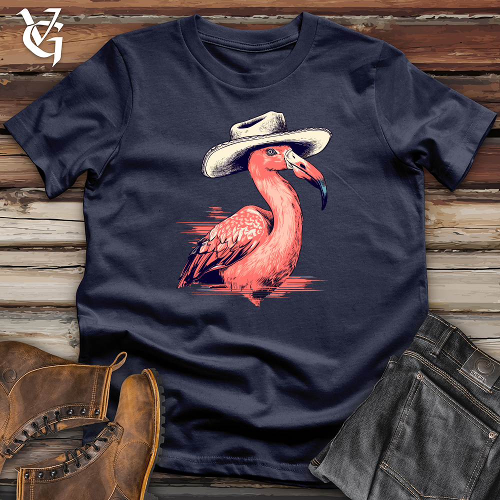 Viking Goods Flamingo Tropical Trek Cowboy Cap Softstyle Tee Navy / L