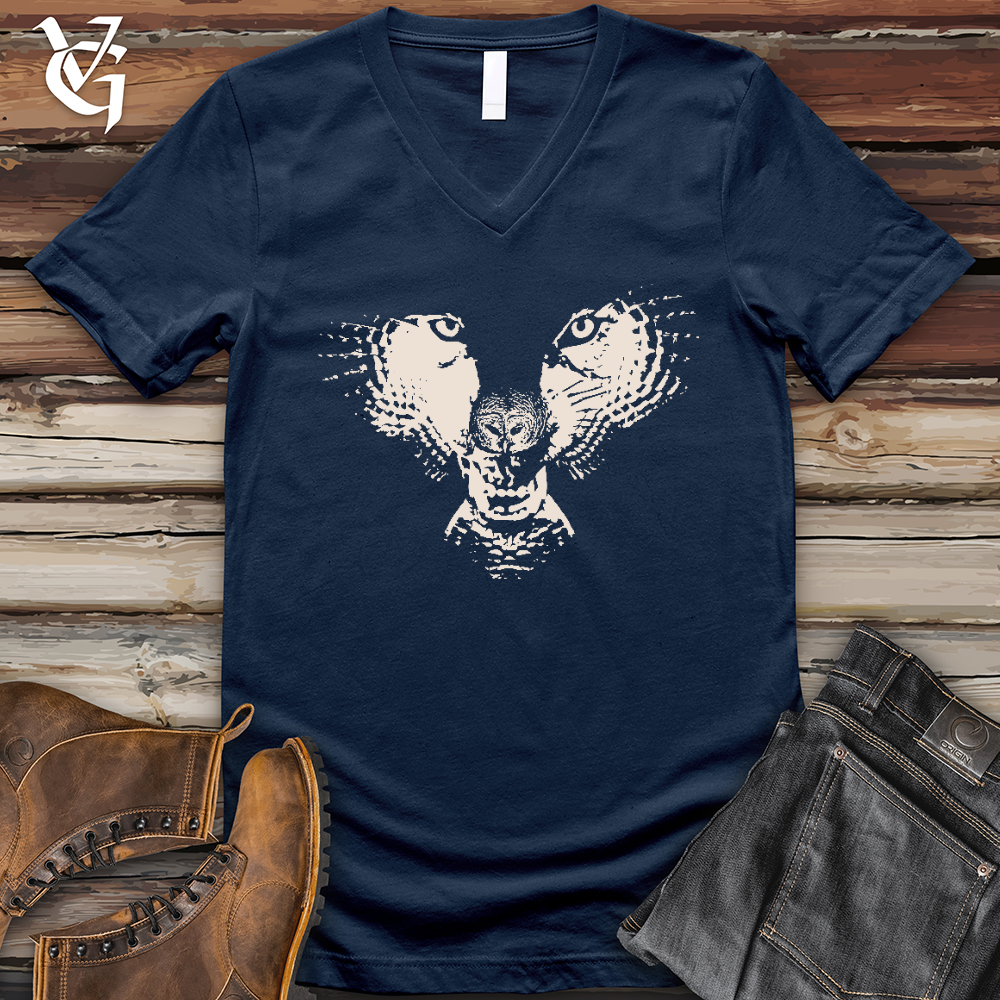 Viking Goods Flying Wolf V- Neck Tee Navy / L