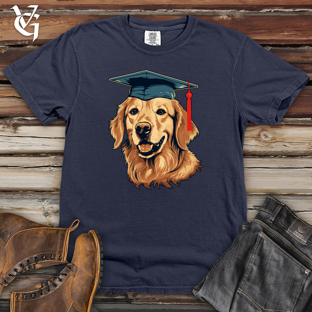 Viking Goods Graduation Celebration Golden Retriever Heavy Cotton Comfort Colors Tee Navy / L