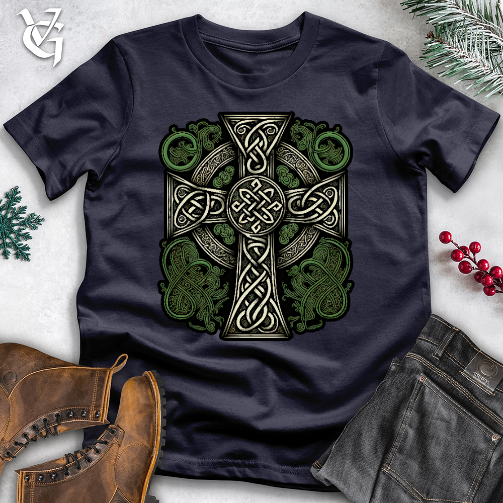Viking Goods Green Celtic Cross Tee Navy / L