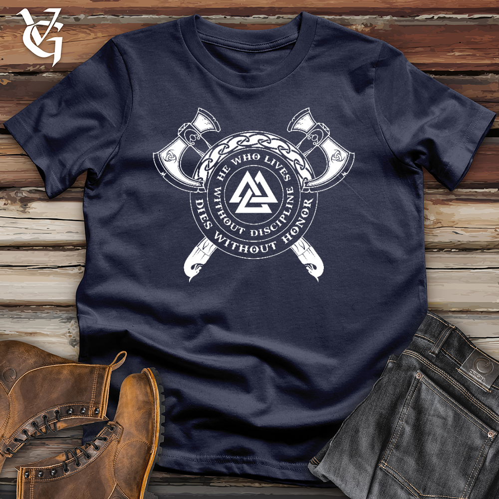 Viking Goods He Who Lives Without Discipline Softstyle Tee Navy / L