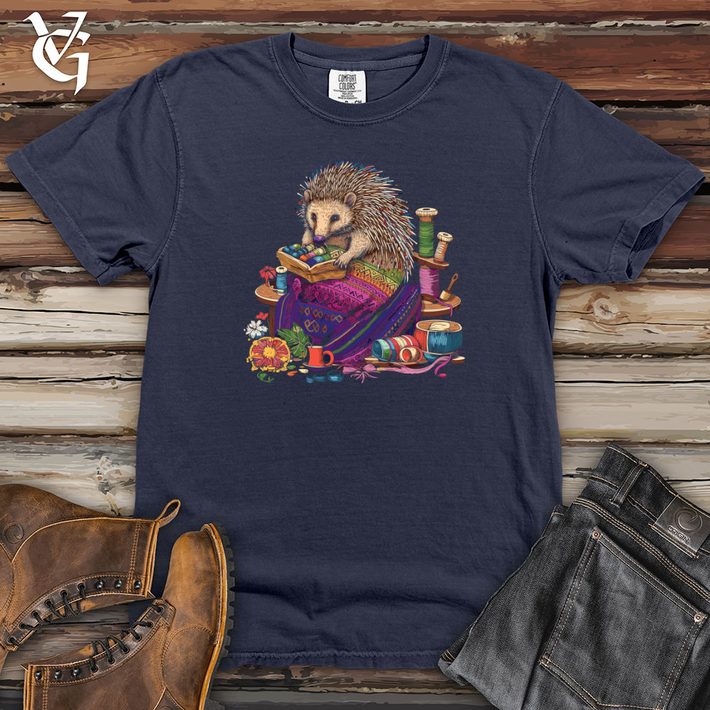 Viking Goods Hedgehog Sewing Delight Heavy Cotton Comfort Colors Tee Navy / L